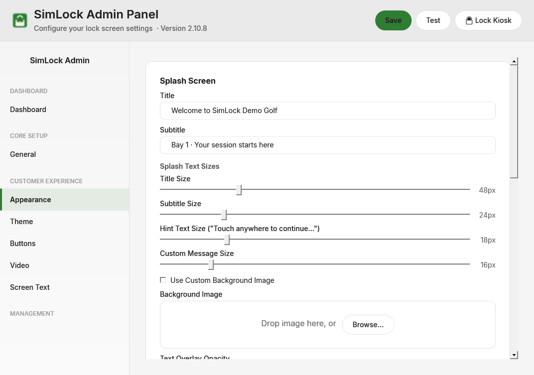 Appearance tab
