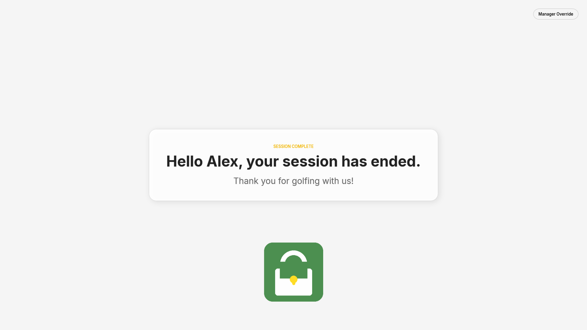 Session ended screen thanking the golfer